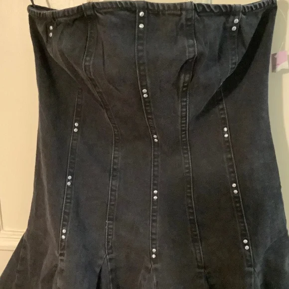 Black Strapless Jean Dress M NWT - Picture 2 of 4
